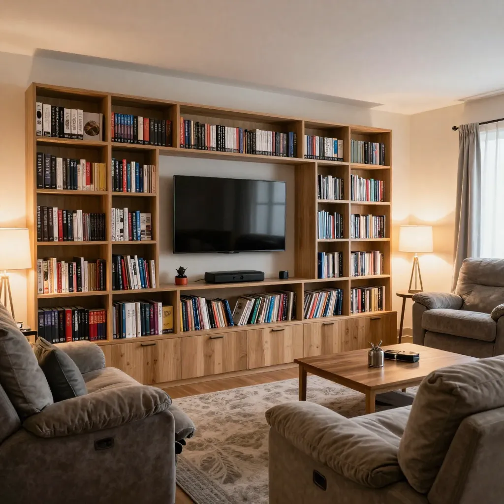 Media room with organized equipment